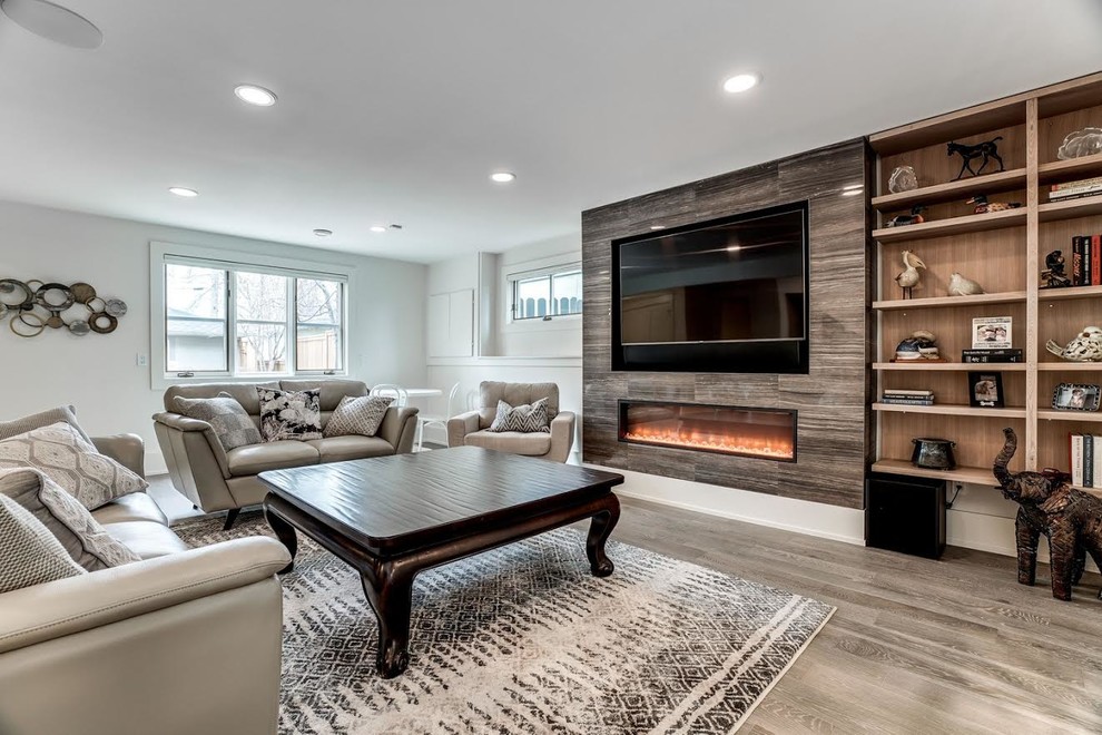 Example of a transitional basement design in Calgary