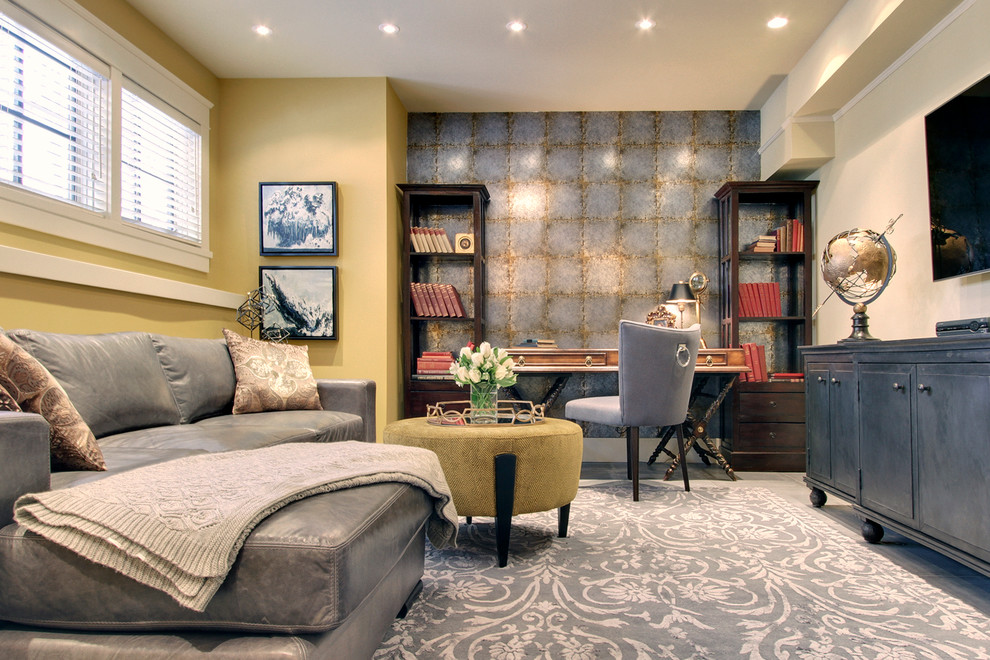 Inspiration for a small transitional living room in Calgary.