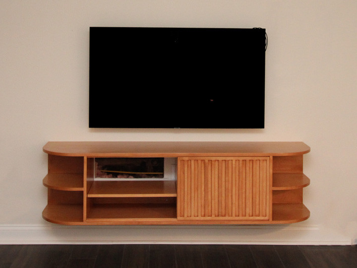 Custom Floating Entertainment Center with 2 Bypass Sliding