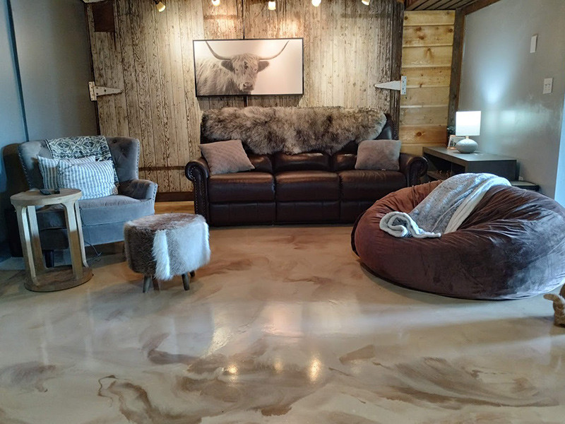 The client wanted the floor to match the "modern rustic" look of the house. The browns were a good choice.