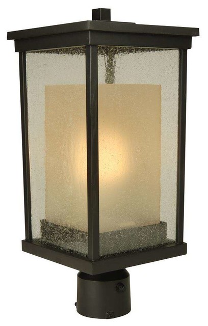 Riviera Oiled Bronze One-Light Energy Star Outdoor Post Mount with Double Shade