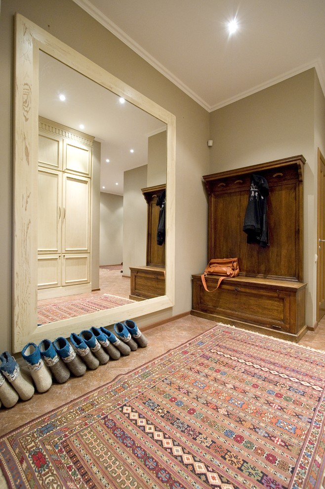 Design ideas for a country entryway in Moscow with beige walls.