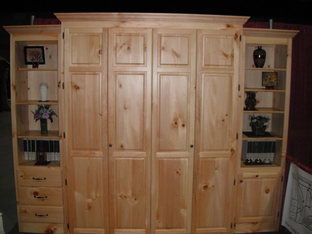 Room Wall Bed In Knotty Pine Cabinet, Knotty Pine Bed Frame