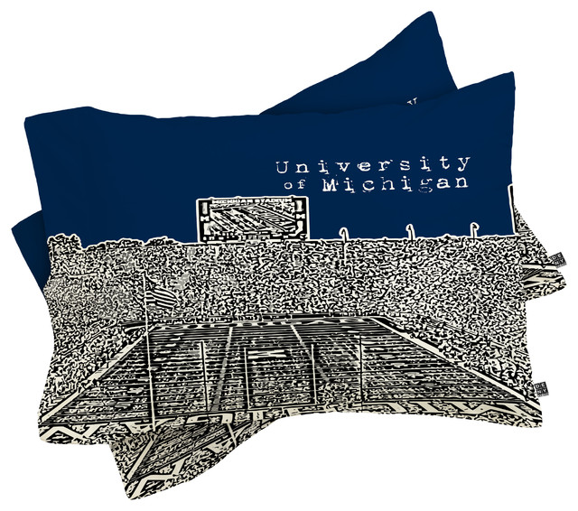 Deny Designs Bird Ave University Of Michigan Navy Pillow Shams, Queen