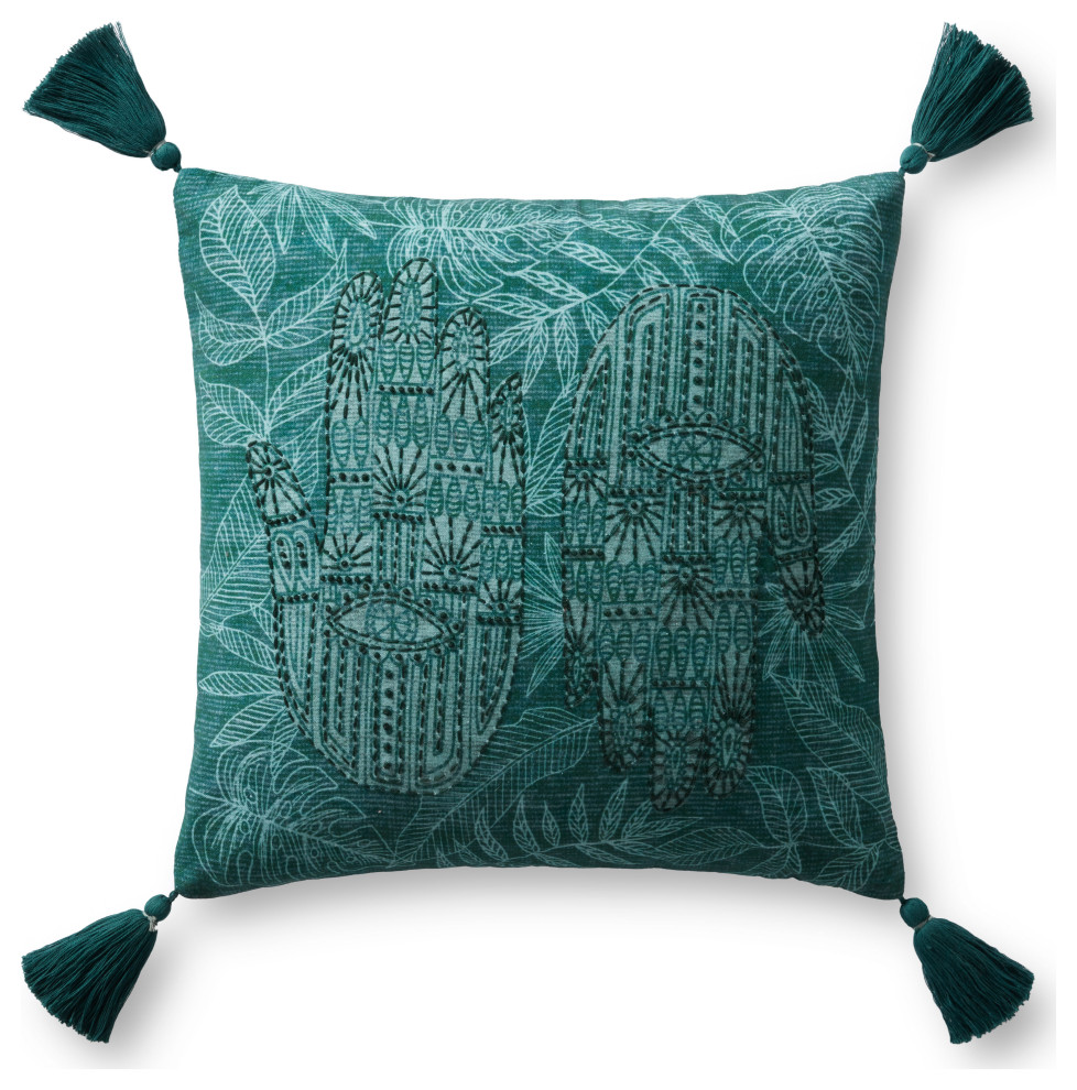 Justina Blakeney x Loloi P0956 Green 18" X 18" Cover Only Pillow