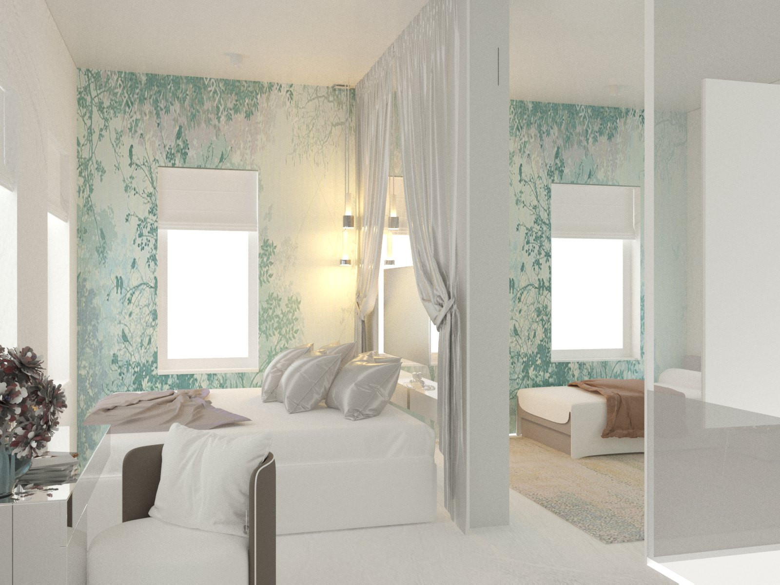 Спальня и комната  для дочки в едином пространстве