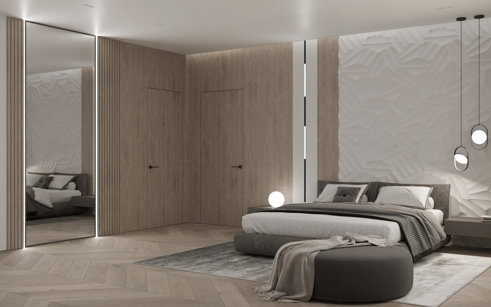 Проект мастер-спальни в трехэтажном доме на улице Красная в городе Калининград