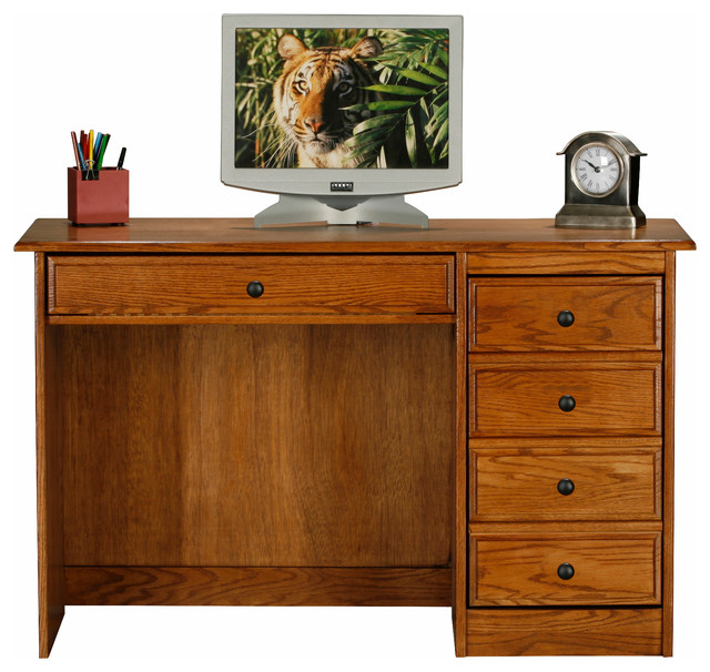 Classic Oak Single-Pedestal Computer Desk, Gold Oak