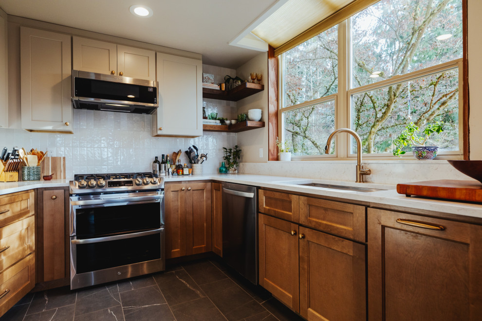 Inspiration for a rustic kitchen remodel in Seattle