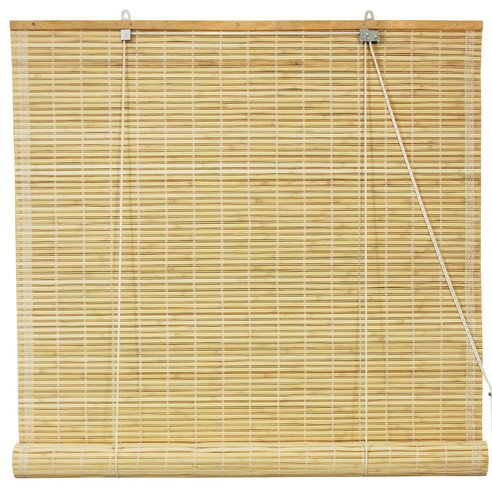 Bamboo Roll Up Blinds, Natural Tropical Roller Shades by Oriental Furniture