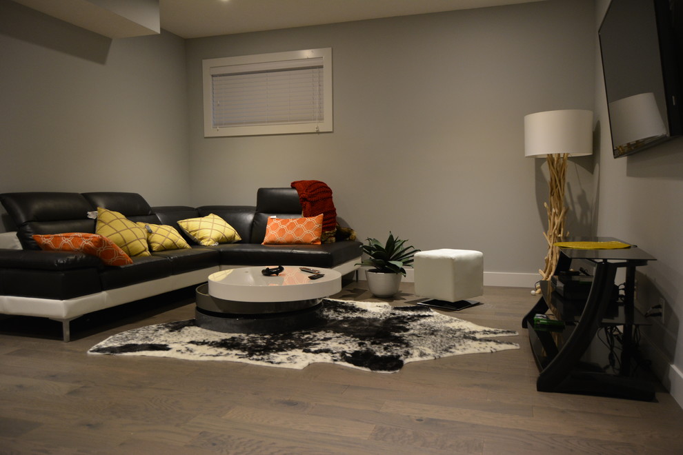 This is an example of a modern basement in Calgary.