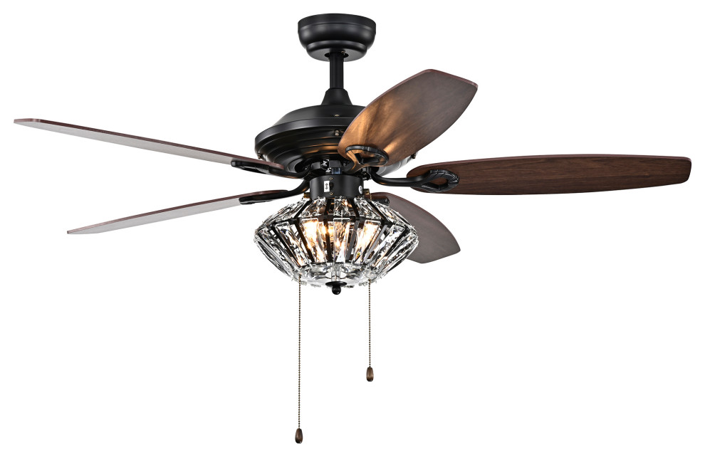 Makore 52" 2Light Chrome Hand Pull Chain Ceiling Fan With Light Kit