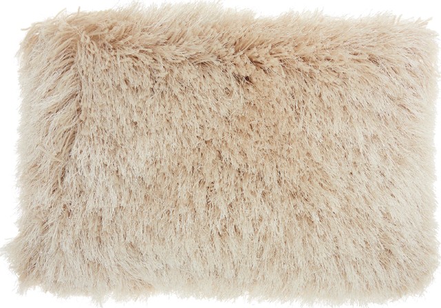 white shag throw pillow