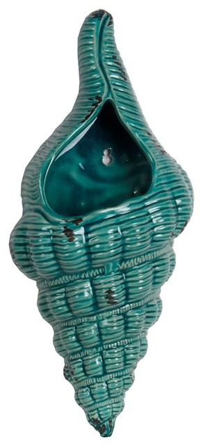 Ceramic Seashell Wall Art Turquoise Beach Style Vases By