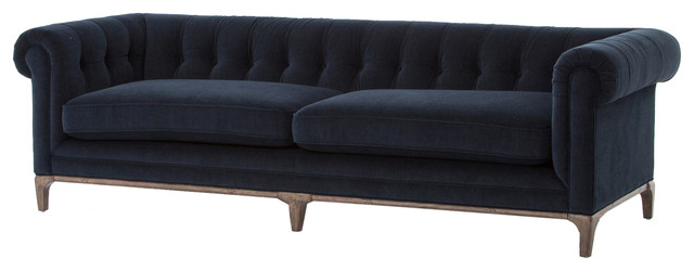 Kensington Navy Upholstered Chesterfield Sofa Traditional Sofas Kensington Navy Upholstered Chesterfield Sofa