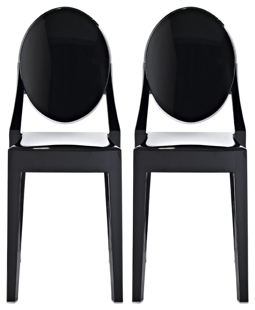 Nicer Furniture 2 Philippe Starck Louis XVI Ghost Side Chair no Arms Black Contemporary