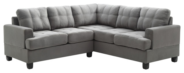 Partington Suede Sectional, Gray