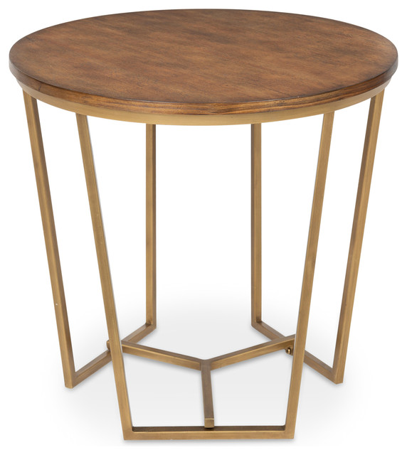 Solvay Wood And Metal Side Table Walnut Brown 23 75x23 25