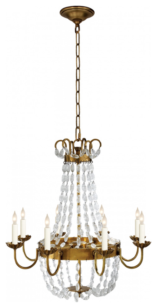 Paris Flea Market Chandelier, 8Light, Antique Burnished Brass, 24"W