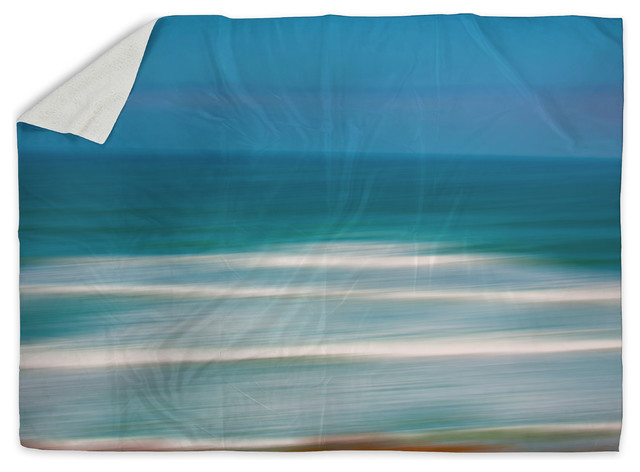 KESS InHouse Ann Barnes "Sun and Sea" Blue Aqua Fleece Blanket, 60"x80"