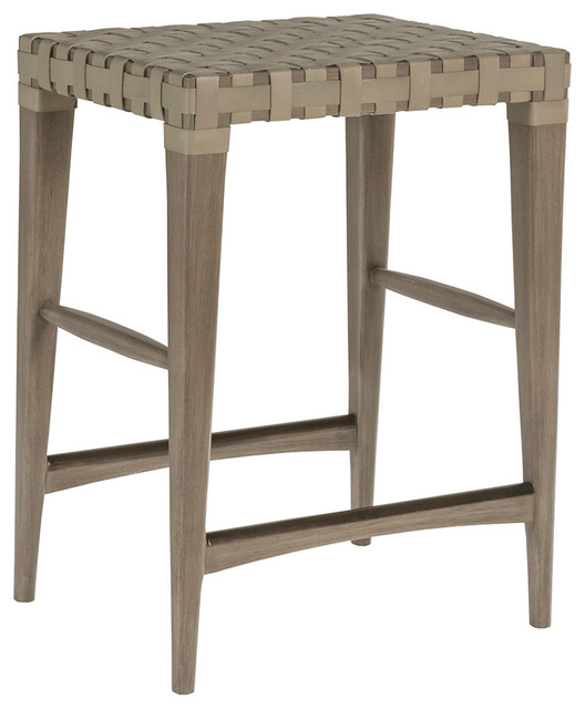 Milo Leather Backless Counter Stool Tropical Bar Stools And Counter Stools by Lexington