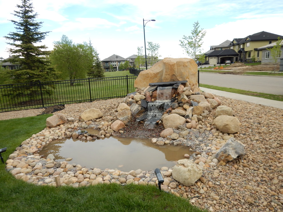 Natural Stone Falls Traditional Landscape Edmonton by Ground