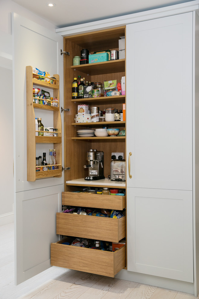 Photo of a traditional kitchen pantry in London.