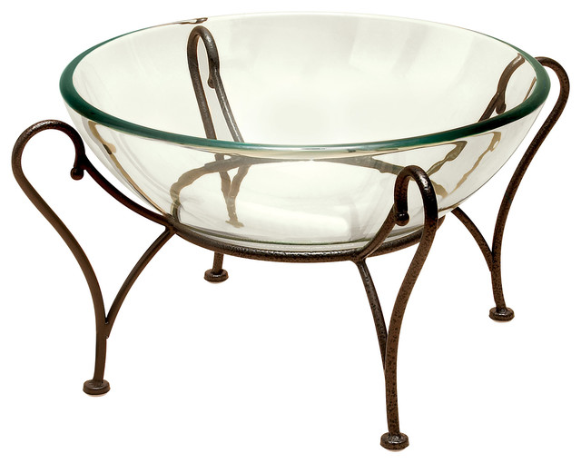 GwG Outlet Glass Bowl Metal Stand 20" 9" View in Your Room! Houzz