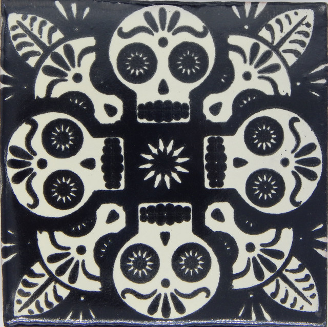 Individual Piece Mexican Talavera Handmade Tile Day Of The Dead Individual Piece Mexican Talavera Handmade Tile Day Of The Dead Sample