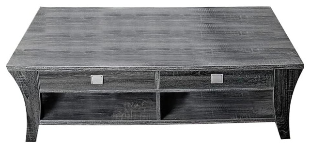 Rustic Coffee Table 2 Storage Drawers, Grey Rustic Coffee Table