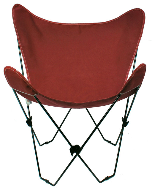 Butterfly Chair and Cover Combo With Black Frame, Burgundy