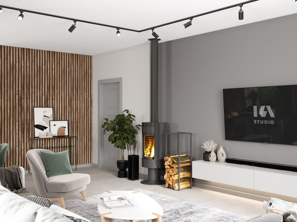 Визуализация кухни-гостиной в современном стиле