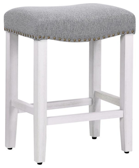 24" Upholstered Saddle Seat Counter Stool in Gray