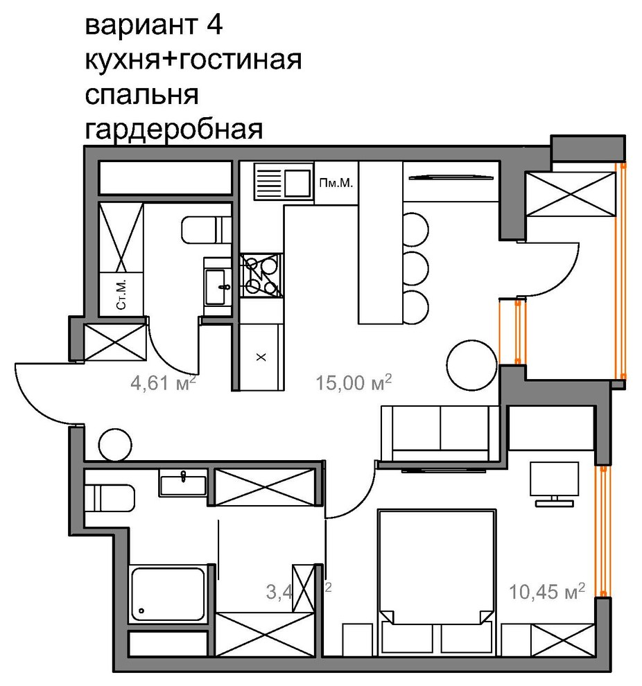 Квартира. 40 кв.м.