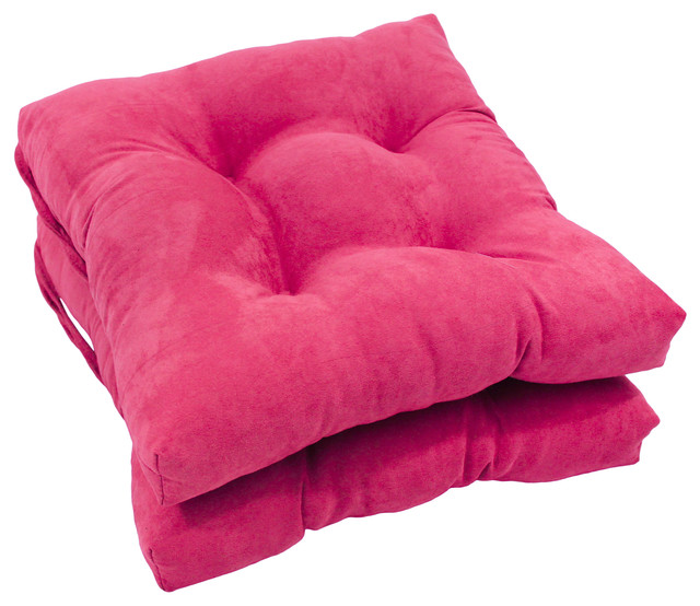 16" Solid Micro Suede Square Tufted Chair Cushions, Set of 2