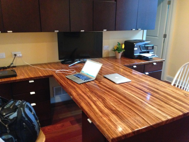 Zebrawood Desk By Devos Custom Woodworking Contemporary