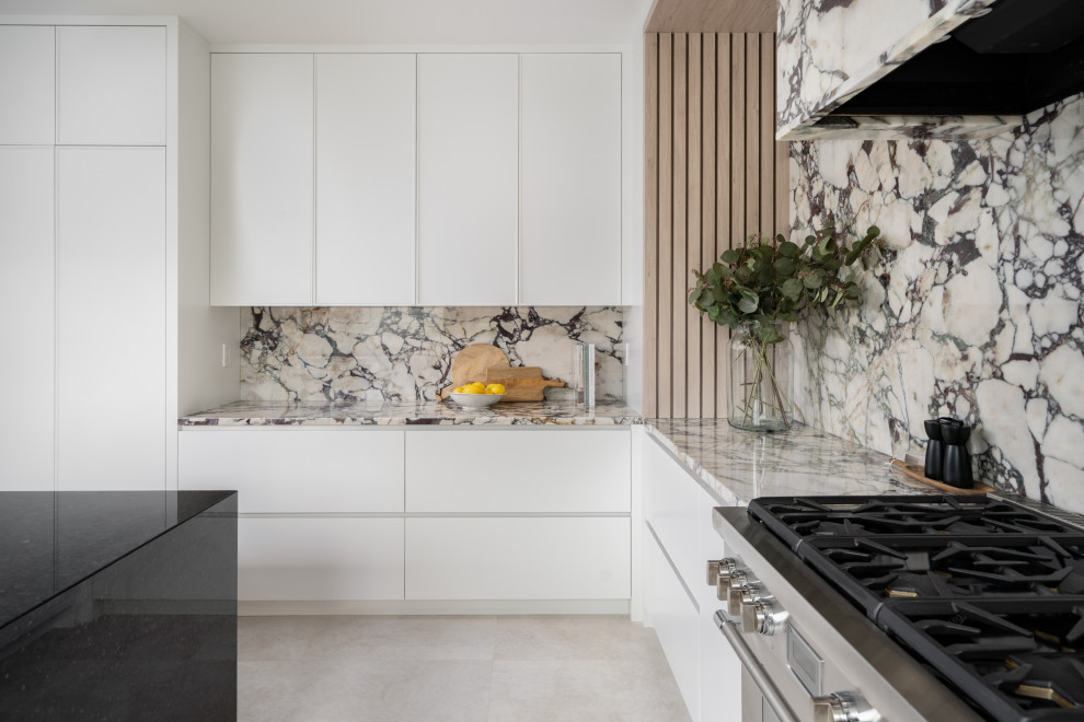 Modern Luxury Kitchen with Dramatic Marble