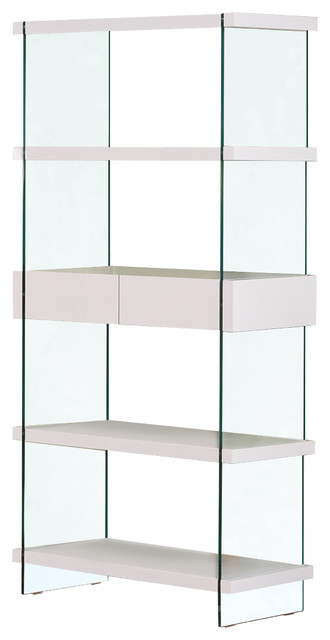 Bookcase With Drawers White Lacquer Contemporary Bookcases
