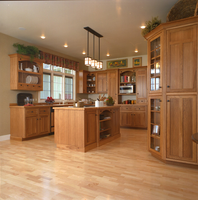Craftsman Style Kitchen Hickory Wood Cabinets American