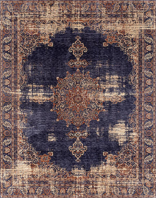 Infinity 8'x10' Distressed Stonewash Blue Carpet Rug - Contemporary ...