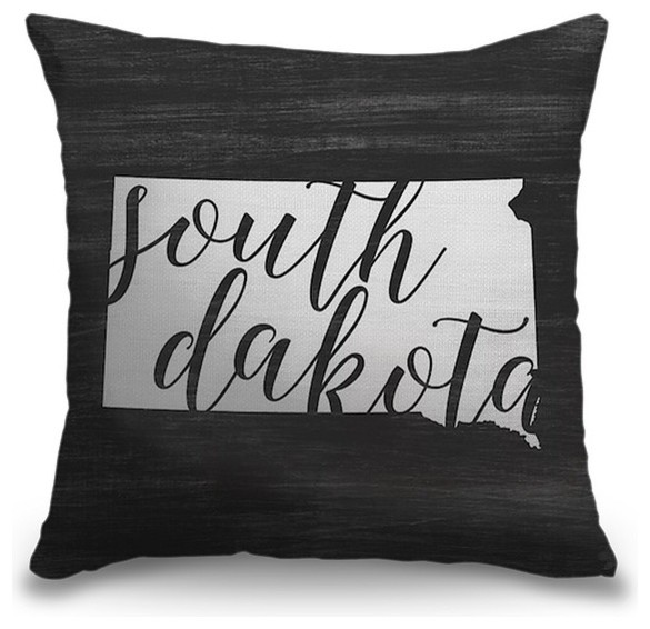 "Home State Typography - South Dakota" Pillow 16"x16"