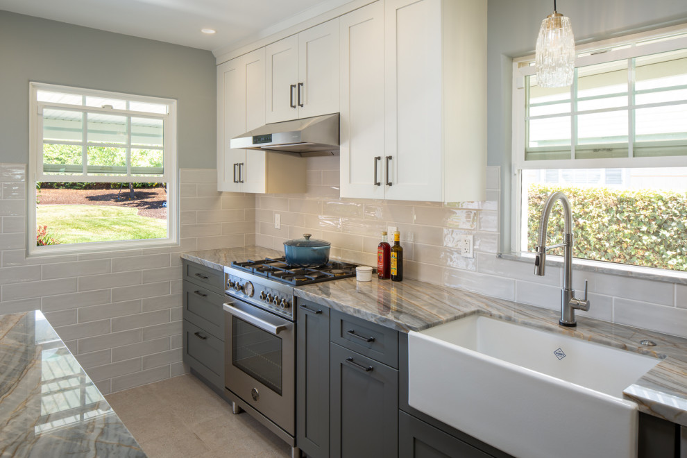 Creatively Crafted-The tile back splash spills over to the end wall