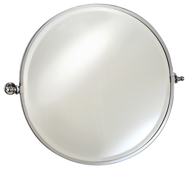 Round Mirror With Trim Polished Chrome 24