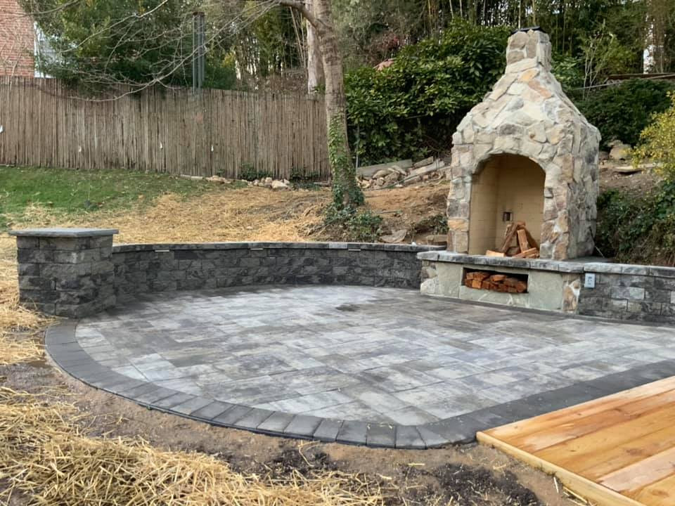 New Retaining Wall, Patio and Chimney