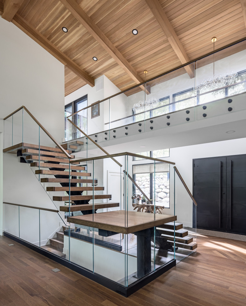 Modern Transitional Custom Home in Ann Arbor - Transitional - Staircase ...