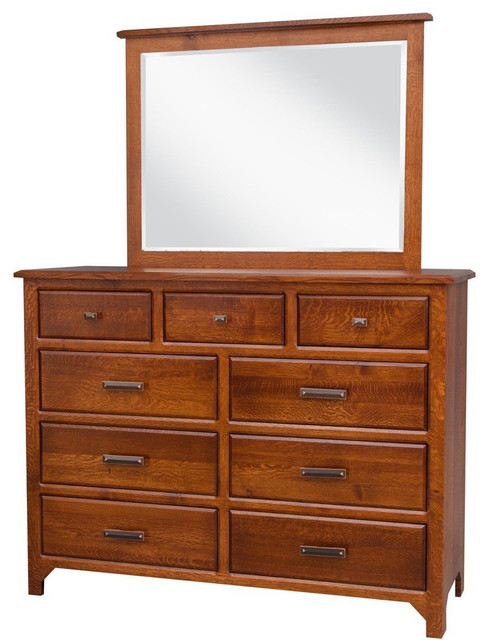 Old World Mission Dresser And Mirror Transitional Dressers