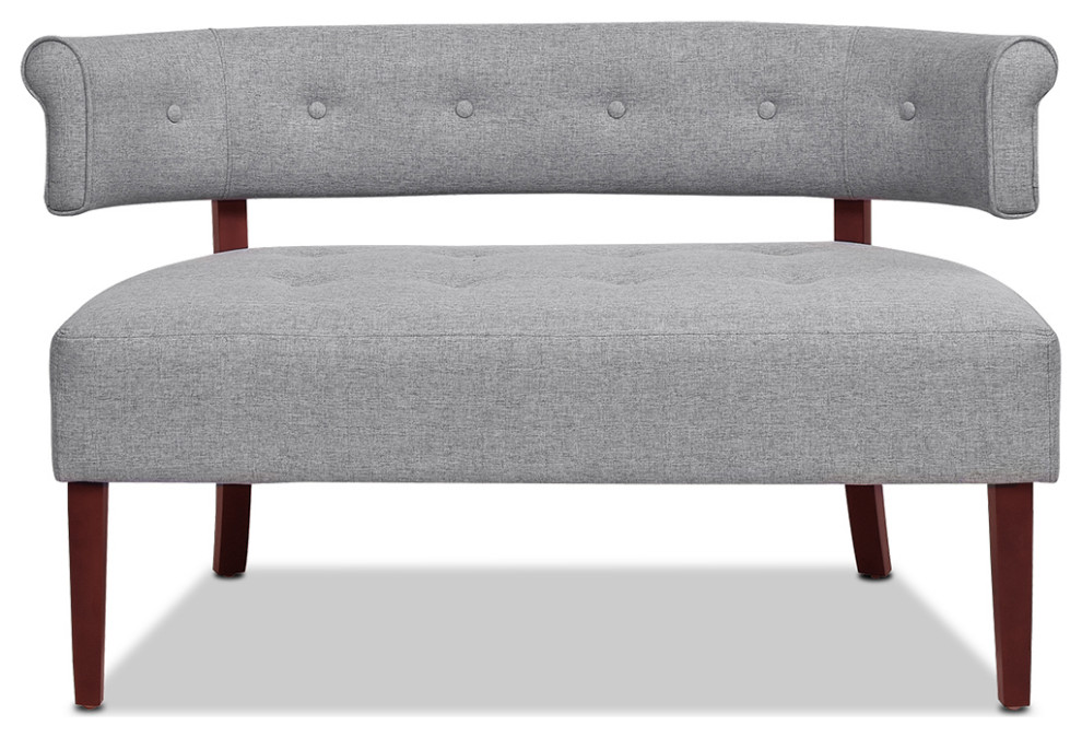 Jared Roll Arm Tufted Bench Settee Transitional Loveseats by