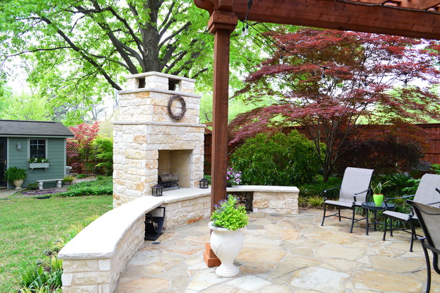 Dallas Covered Patio With Outdoor Fireplace And More Eclectic