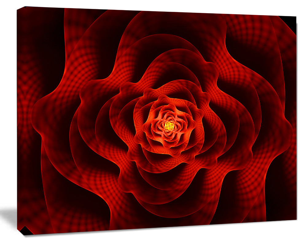 Fractal Red Flower Of Love Flower Artwork On Canvas Contemporary Prints And Posters By Designart