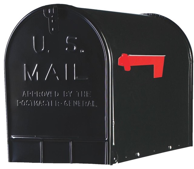Gibraltar ST200B00 Ribbed Galvanized Steel Rural Mailbox, Jumbo, Black